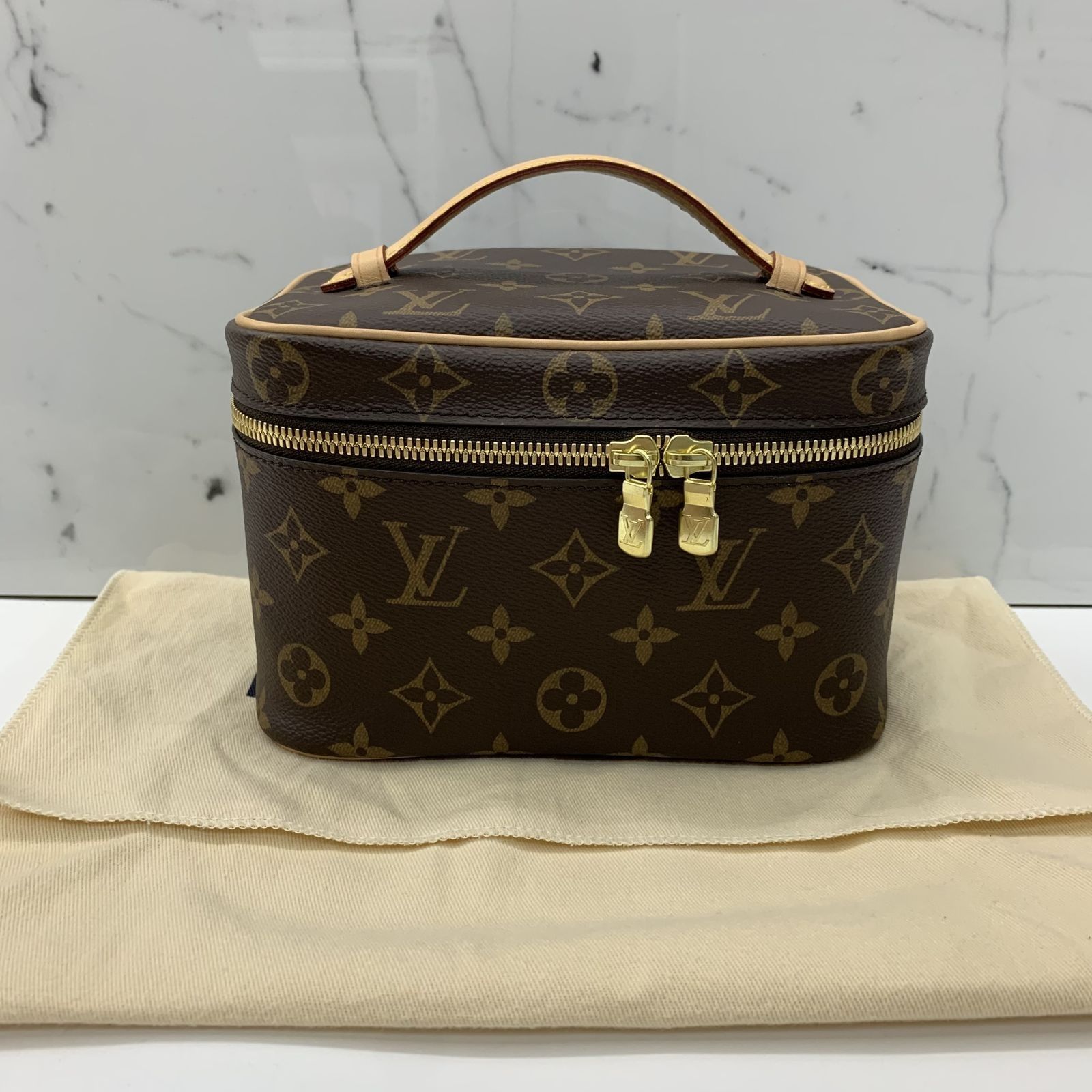 louis vuitton monogram nice mini toiletry pouch (m44495), with dust cover