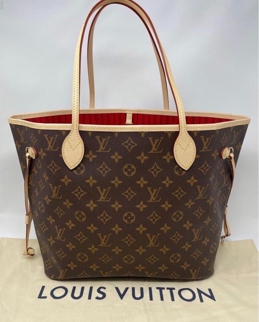 Louis Vuitton Neverfull MM in Monogram with Cerise Red interior