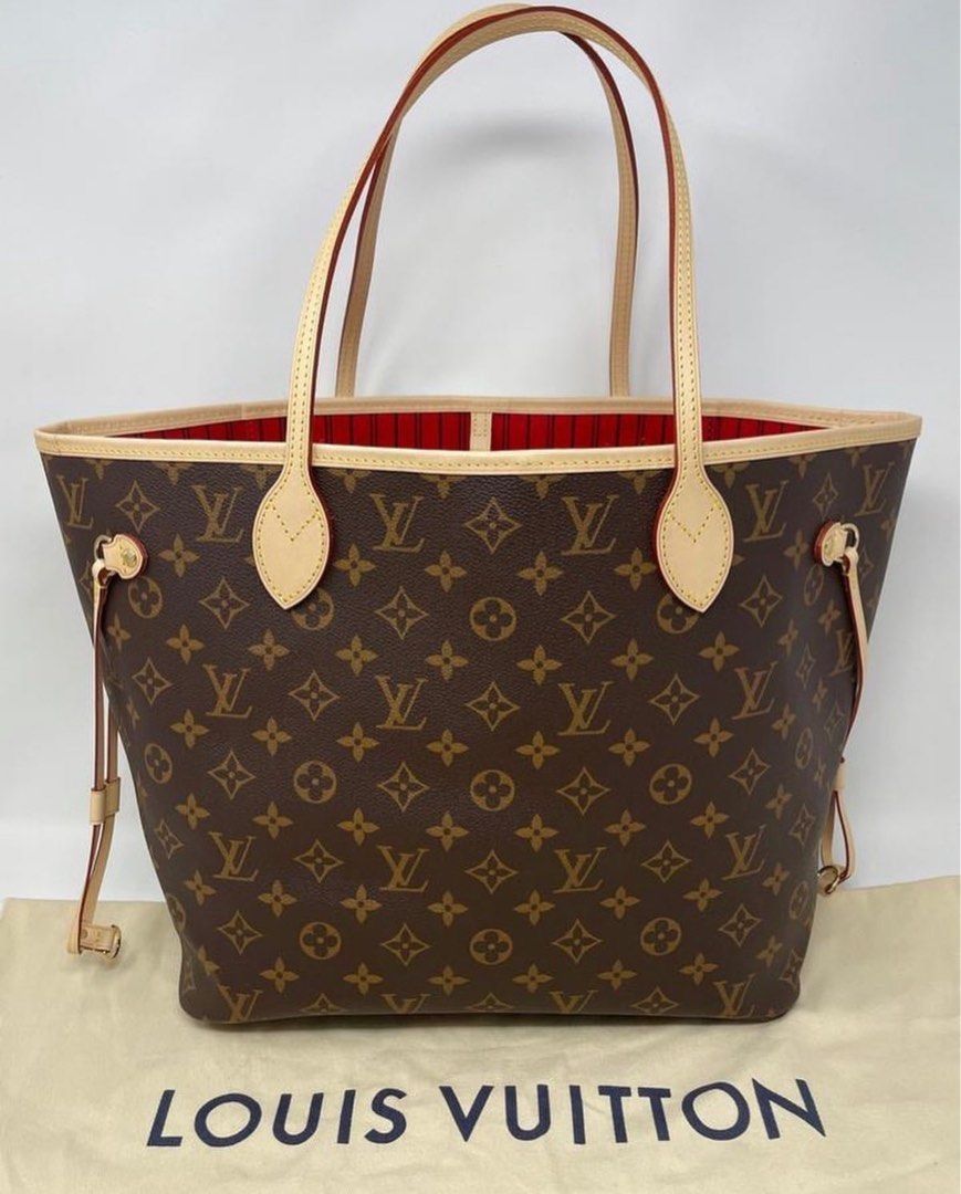 Louis Vuitton Neverfull MM in Monogram with Cerise Red interior