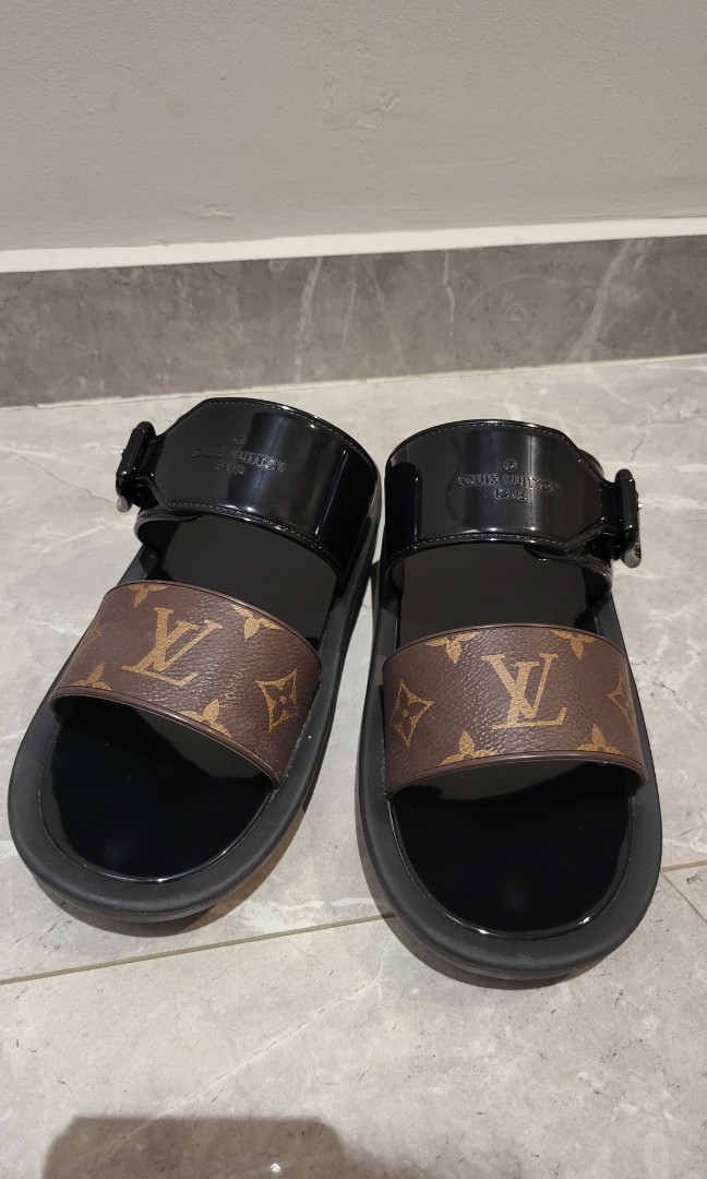 Louis Vuitton, Shoes, Mint Condition Authentic Louis Vuitton Monogram  Sunbath Flat Mule Sandals