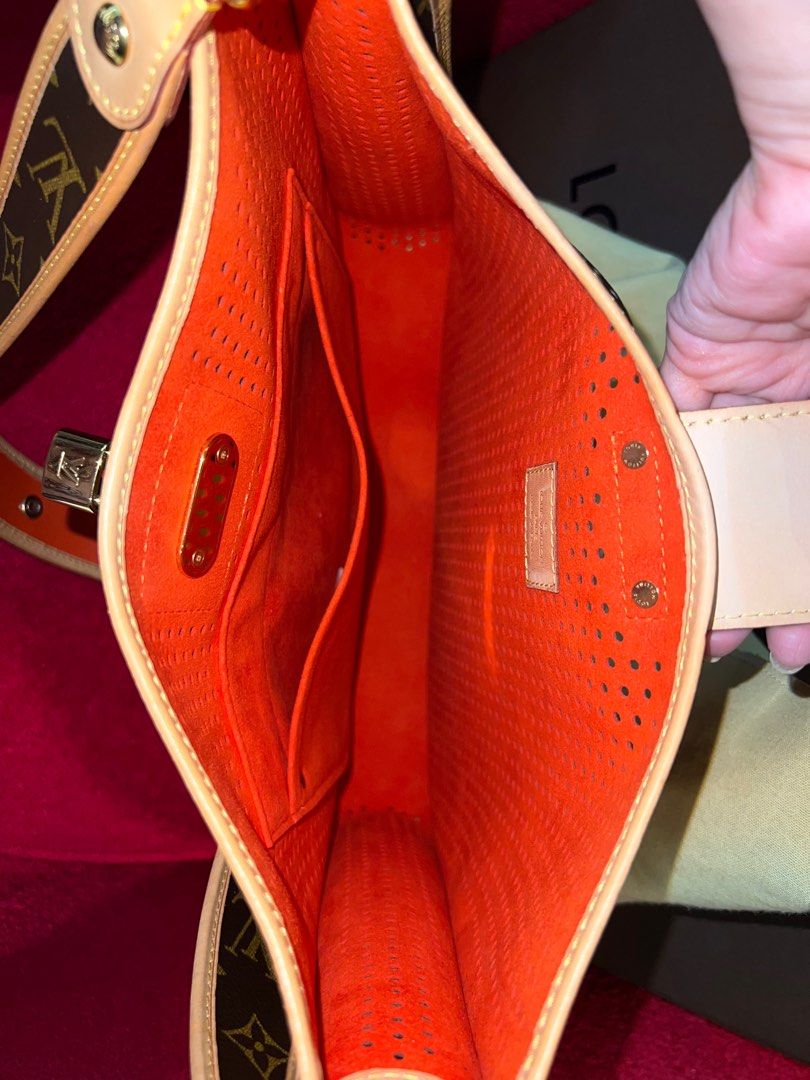 LOUIS VUITTON Orange Monogram Perforated Musette Shoulder Bag