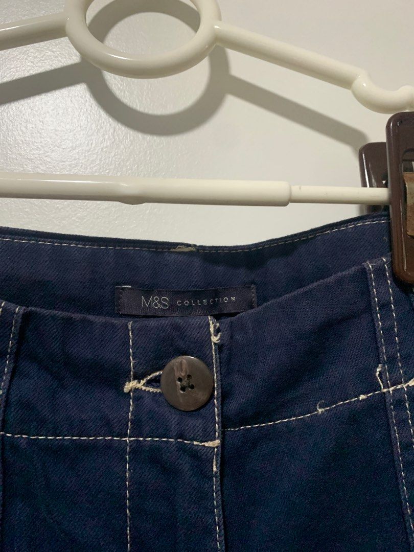 MARKS u0026 SPENCERS BOXY BLUE PANTS WITH WHITE OUTLINE, Women's Fashion,  Bottoms, Other Bottoms on Carousell
