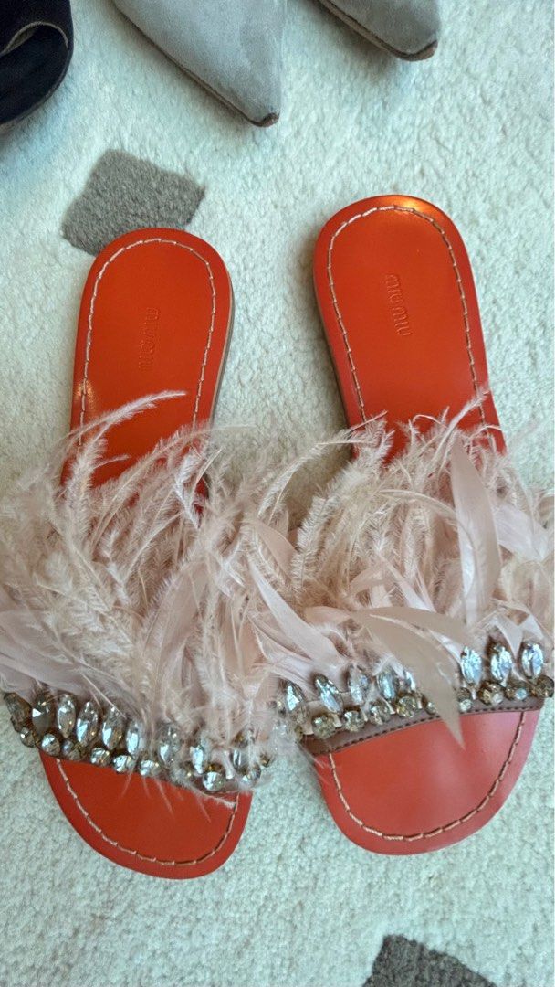 Miu miu feather sandals deals