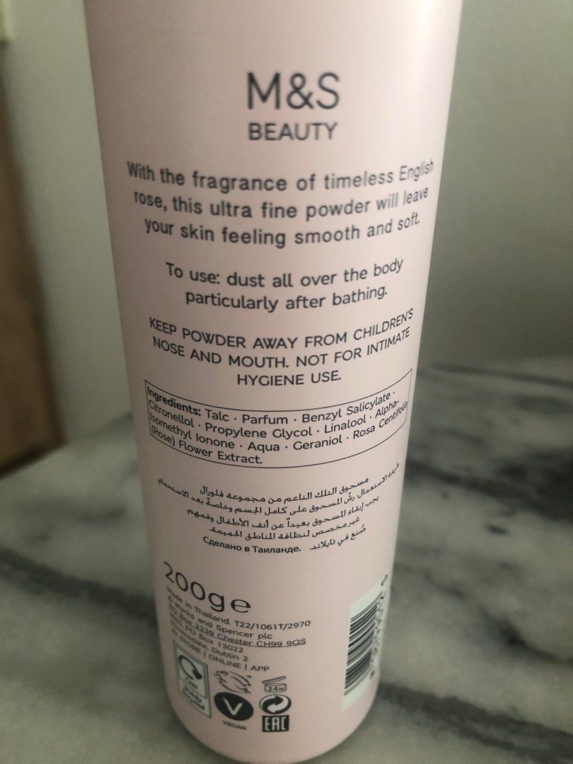 M&S Rose Silky Talcum Powder, Beauty & Personal Care, Bath & Body, Body ...