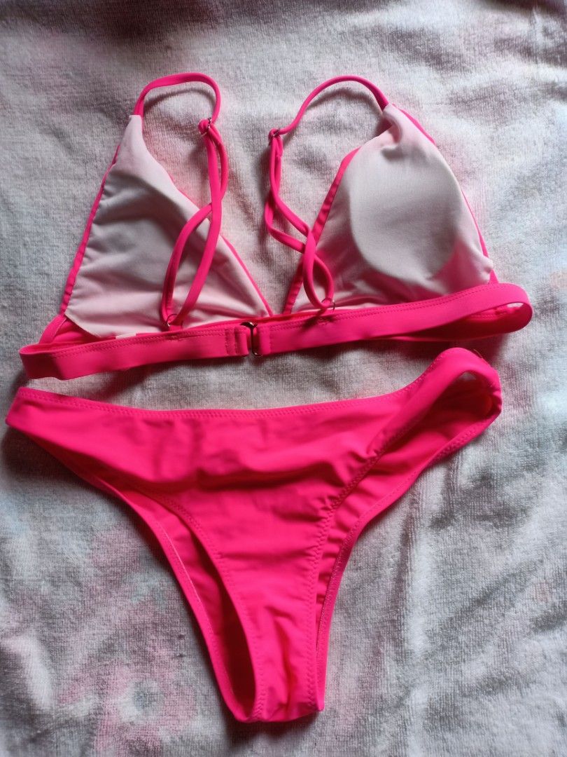 Neon Pink Strappy Bikini main image 1