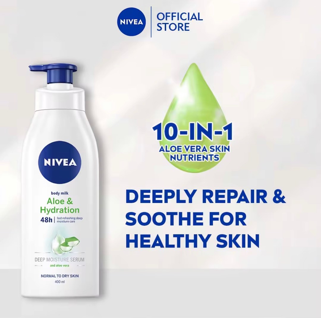 Nivea Body Lotion Aloevera Hydration400ml, Beauty & Personal Care