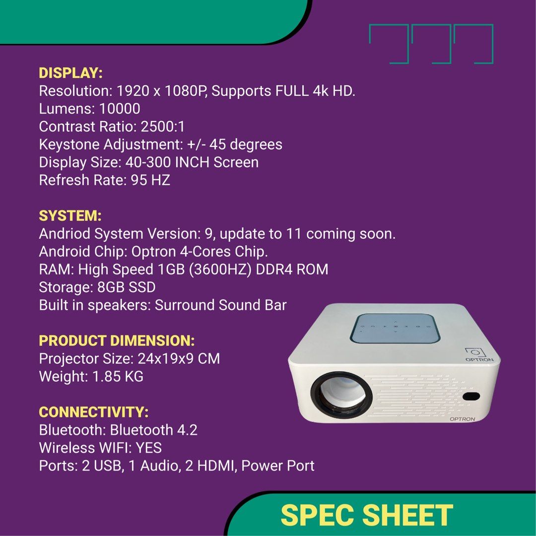 Ultron Projector Optron Supreme Projector. Smart projector. Portable projector. Smart tv ...