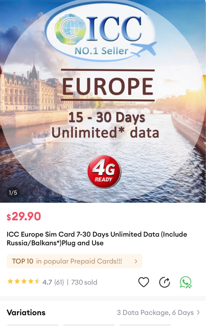 Overseas SIM card Europe 30 days Plan (Unlimited Data), Hobbies & Toys