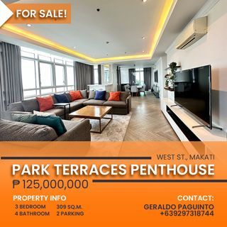 Park Terraces Condominium For Sale - 3 Bedroom Penthouse Condo Unit in Makati