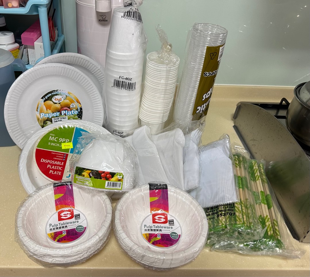 Party stuffs (Disposable plates, cups, bowls and utensils, Banner