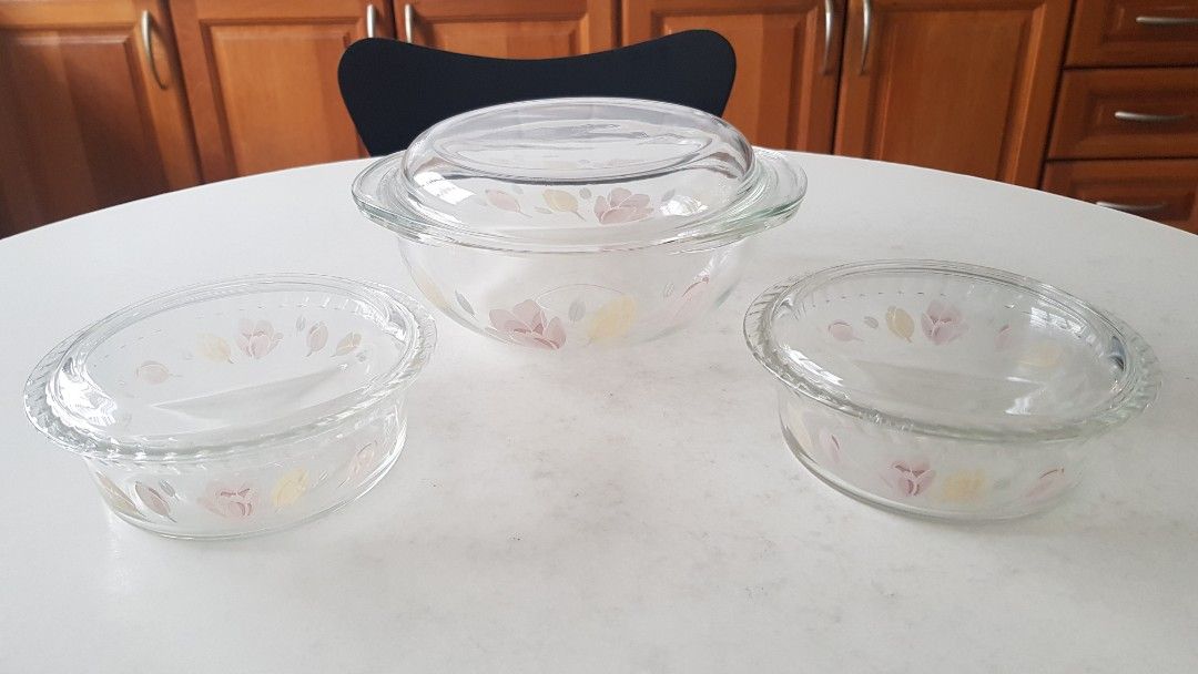 Pyrex Glass Bowl Set (1+2), Furniture & Home Living, Kitchenware