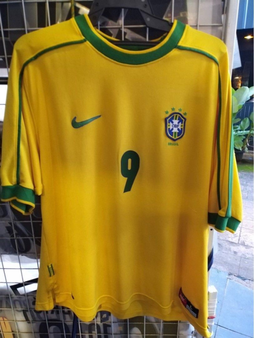 Rare Vintage Nike Ronaldo R9 T-shirt Football Soccer Yellow Shirt