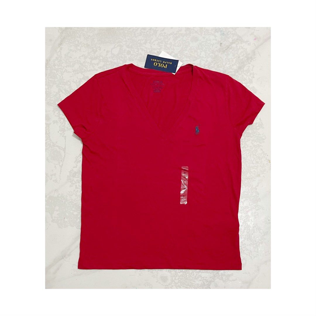 Ralph Lauren Red V neck Polo Tee size S ptp 90cm