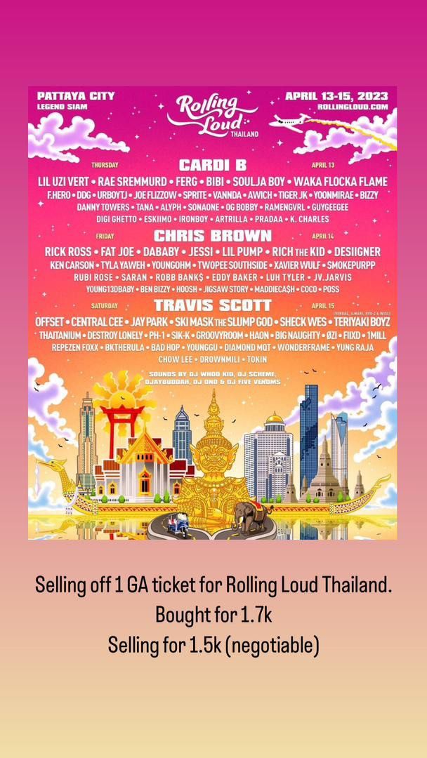 Rolling Loud GA ticket, Tickets & Vouchers, Event Tickets on Carousell
