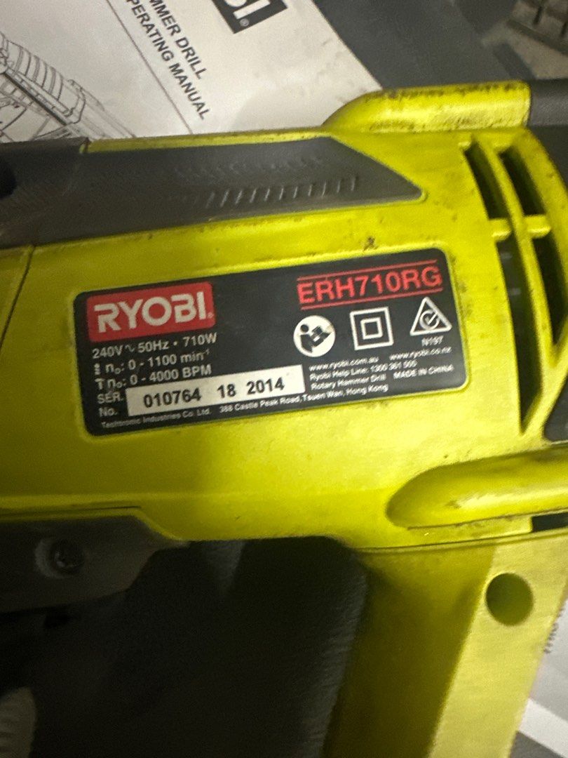 Ryobi Rotary Hammer Drill, Furniture & Home Living, Home Improvement
