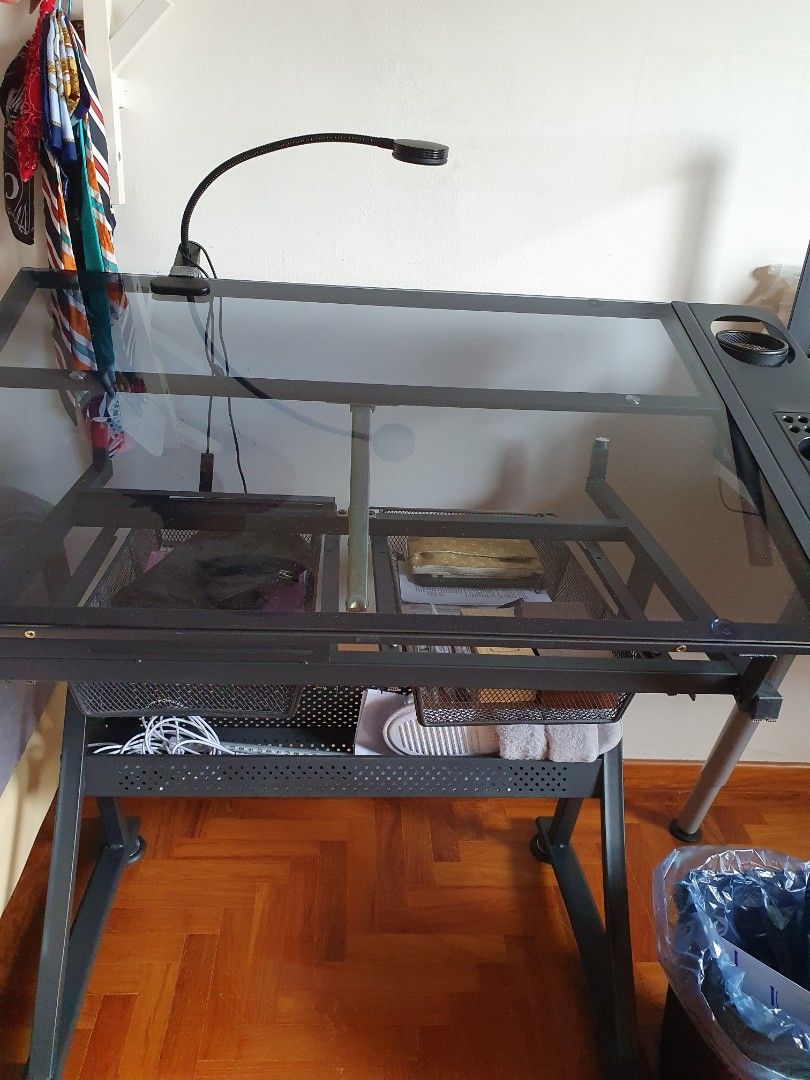 (SALE!) Glass Drafting table, Furniture & Home Living, Furniture