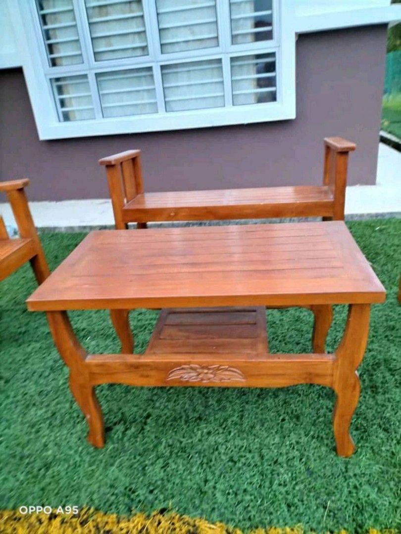 Set jati outdoor solid wood, Furniture & Home Living, Furniture, Other Home Furniture on Carousell