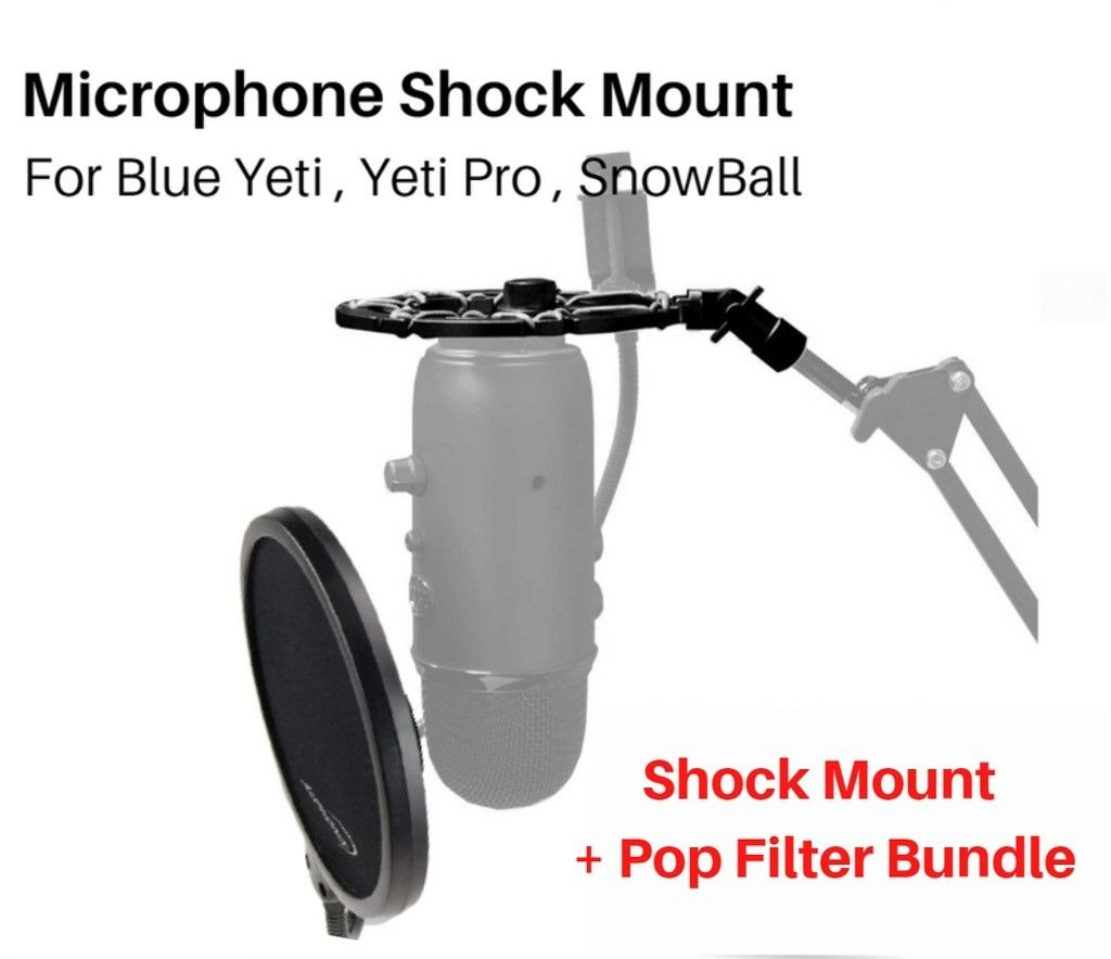  Blue Microphones Yeti USB Microphone (Blackout) Bundle with  Knox Gear Headphones and Pop Filter (3 Items) : Musical Instruments