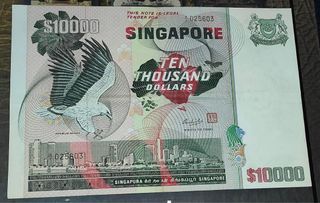 Singapore $10000 Bird Notes / Original Paper / No Pin / No Hole
