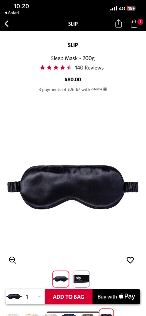 Slip Sleep Mask black, Beauty & Personal Care, Face, Face Care on Carousell