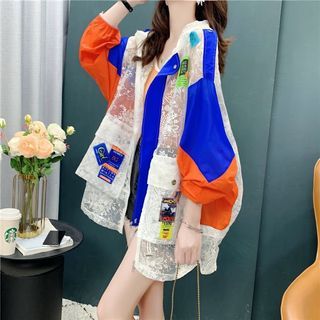 Sunscreen suit, lace, patchwork, loose fitting