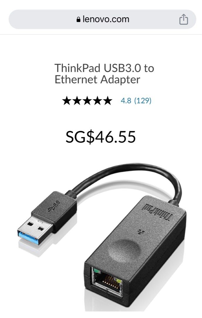ThinkPad USB 3.0 to Ethernet Adapter, Computers Tech, Parts & Accessories, Cables & Adaptors on Carousell
