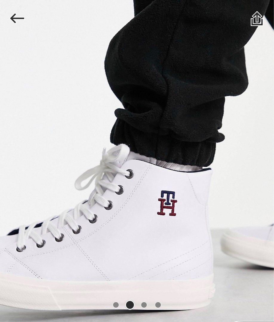 White leather clearance tommy hilfiger sneakers