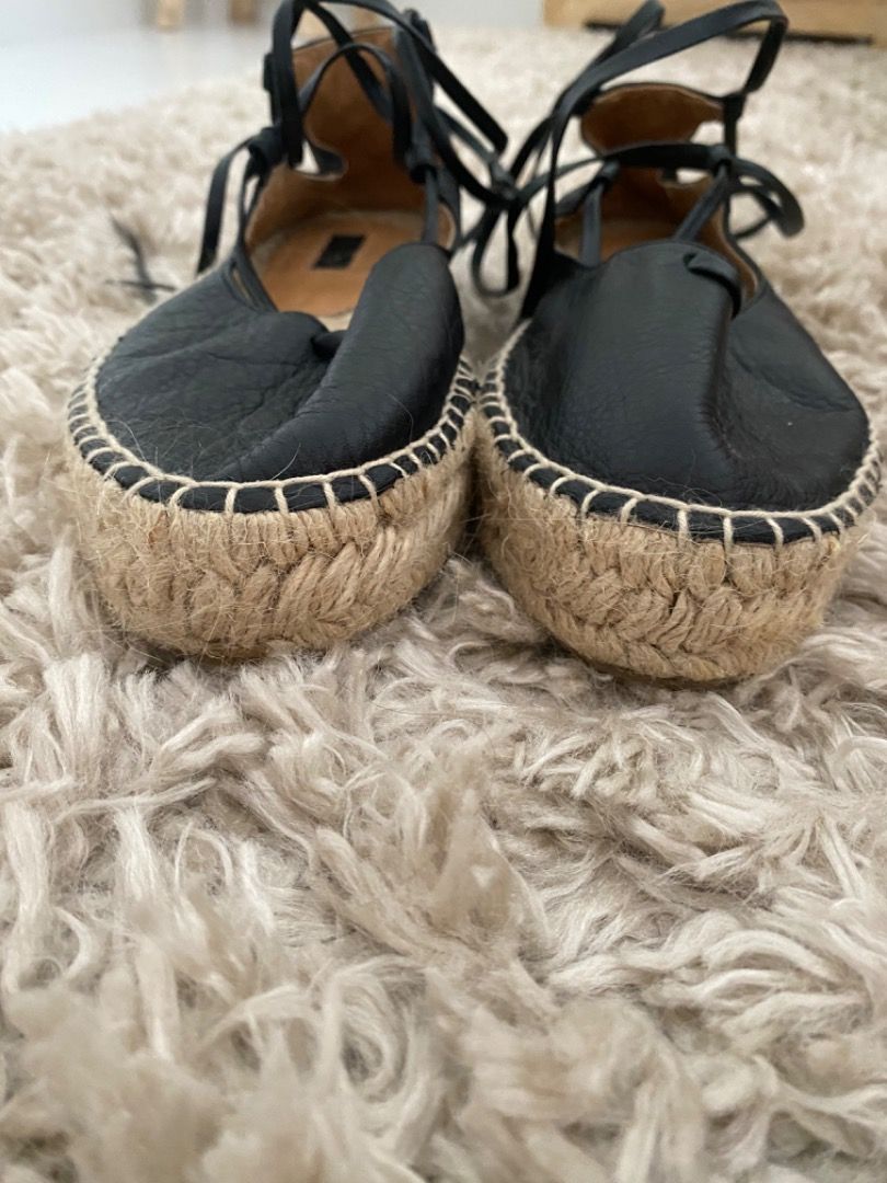 Topshop black leather espadrilles Women s Fashion Footwear