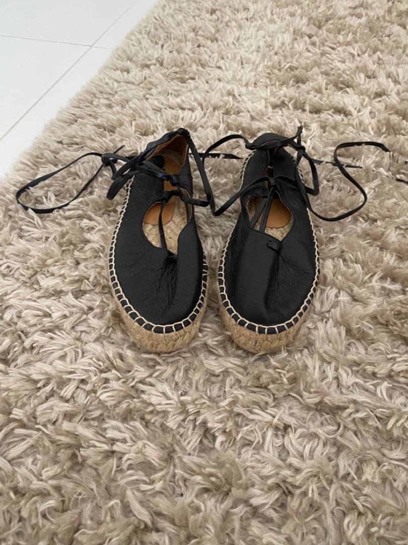 Topshop black leather espadrilles Women s Fashion Footwear