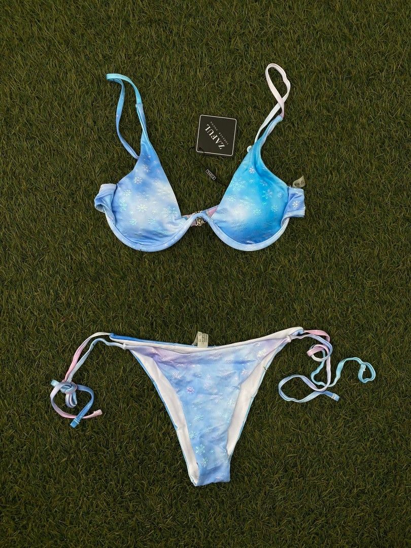 Bali Beach Two Piece Swimsuit- Blue/Pink