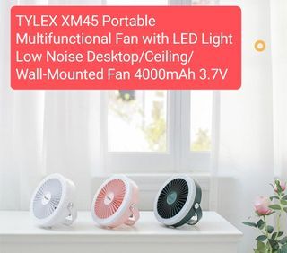 TYLEX XM45 Portable Multifunctional Fan with LED Light Low Noise Desktop/Ceiling/Wall-Mounted Fan 4000mAh 3.7V