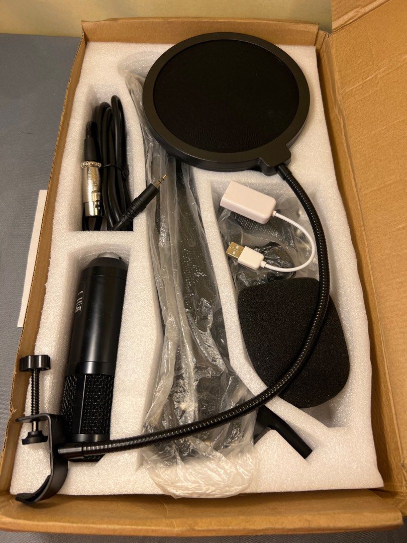 USB Condenser Microphone with Pop Filter and Stand on Carousell
