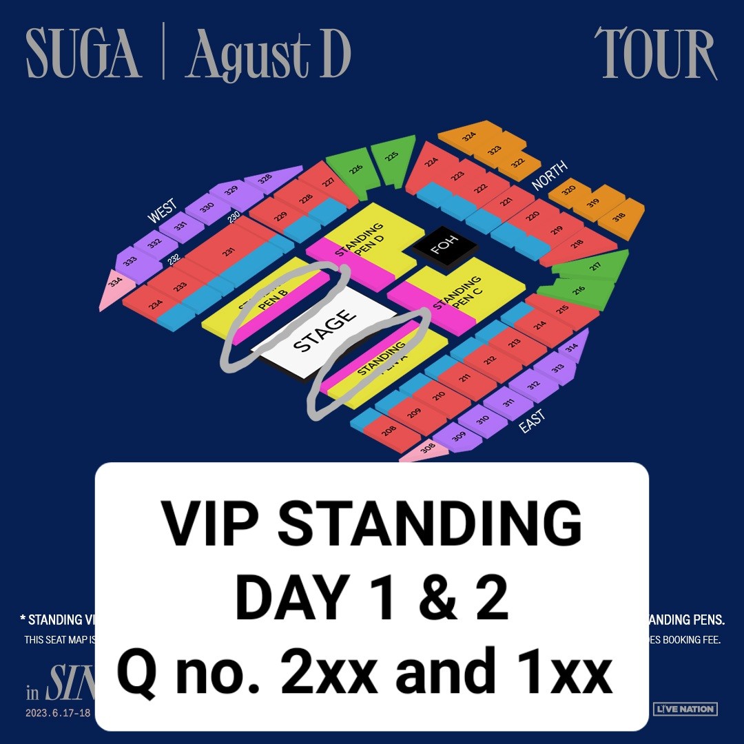 Vip Pen B Standing Suga Tour / Concert Tickets, Tickets & Vouchers, Event  Tickets On Carousell