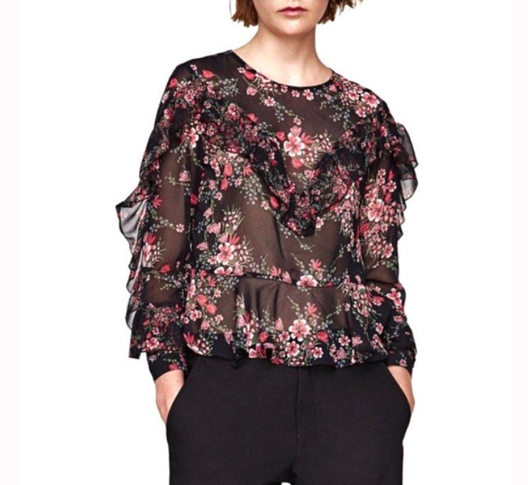 Zara sheer floral sales top