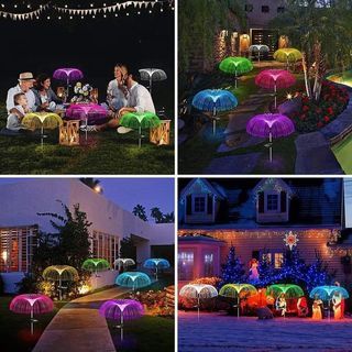 2pcs Solar Lawm Lamp Garden Lights Outdoor Jellyfish Solar Lights for Garden/Lawn/Patio/Yard/Walkway