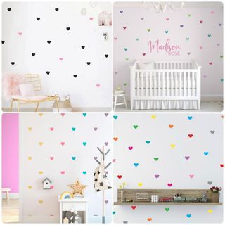 6CM 💗 Nordic ins love heart-shaped pattern wall stickers creative DIY children's room princess room environmental protection waterproof self-adhesive wall stickers