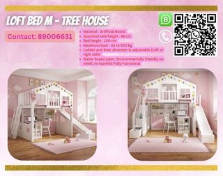 🛏️ [CUSTOMIZE] Loft Bed M2 - Wood Tree House Solid Children's Desk Functional Combination The Table Under The Empty Cabinet 🛏️