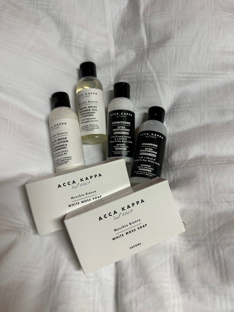 ACCA KAPPA TOILETRY KIT - TRAVEL SIZE (Category: Sanitary Hygiene) located in Cebu City. Submitted by frime (Listing ID 1229423523, Image 1). Description: Toiletry Kit - Travel Size 50ml bottle 4 Bottles Shampoo | Conditioner | Shower Gel | Body Lotion (1)Bar of Soap - 50g .