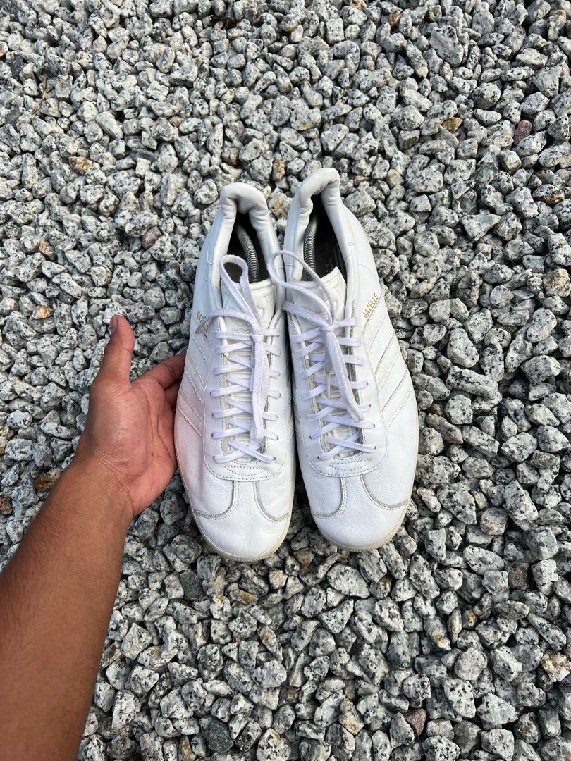 Mens white leather gazelles sale