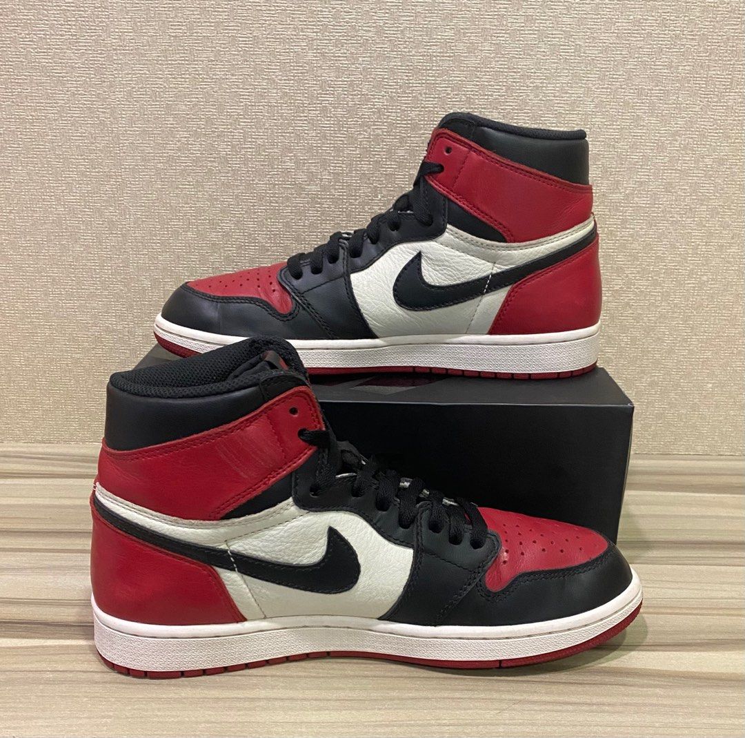 Air Jordan 1 Bred Toes Uk8 Us9, Men's Fashion, Footwear, Sneakers on