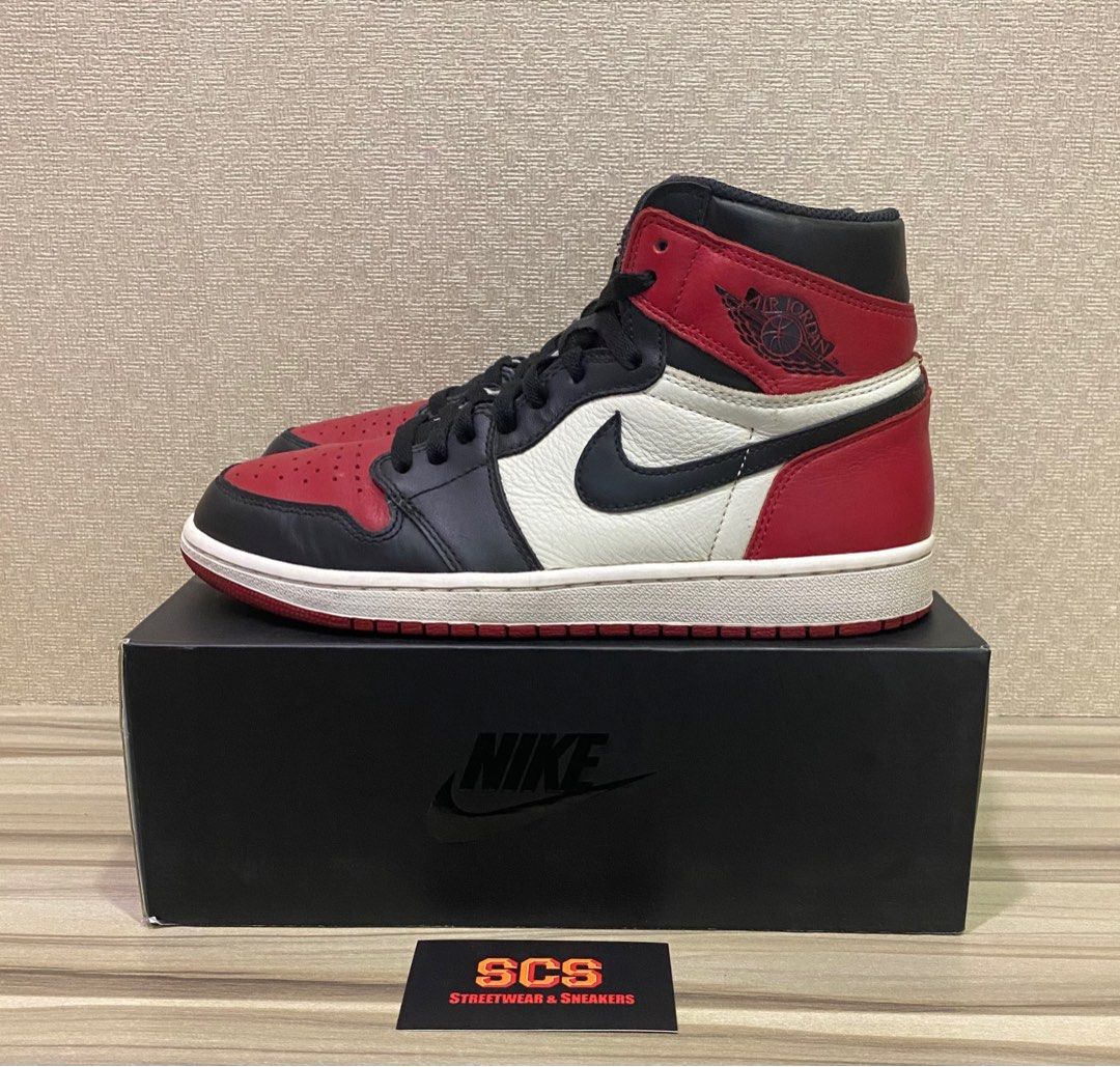 Air Jordan 1 Bred Toes Uk8 Us9, Men's Fashion, Footwear, Sneakers on