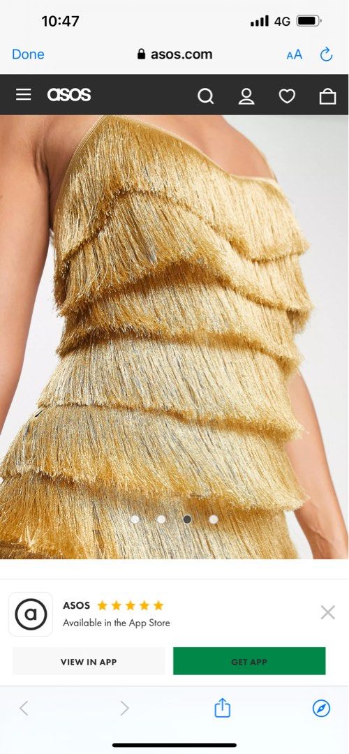 ASOS - fringe gold dress, Women's Fashion, Dresses & Sets, Evening Dresses  & Gowns on Carousell