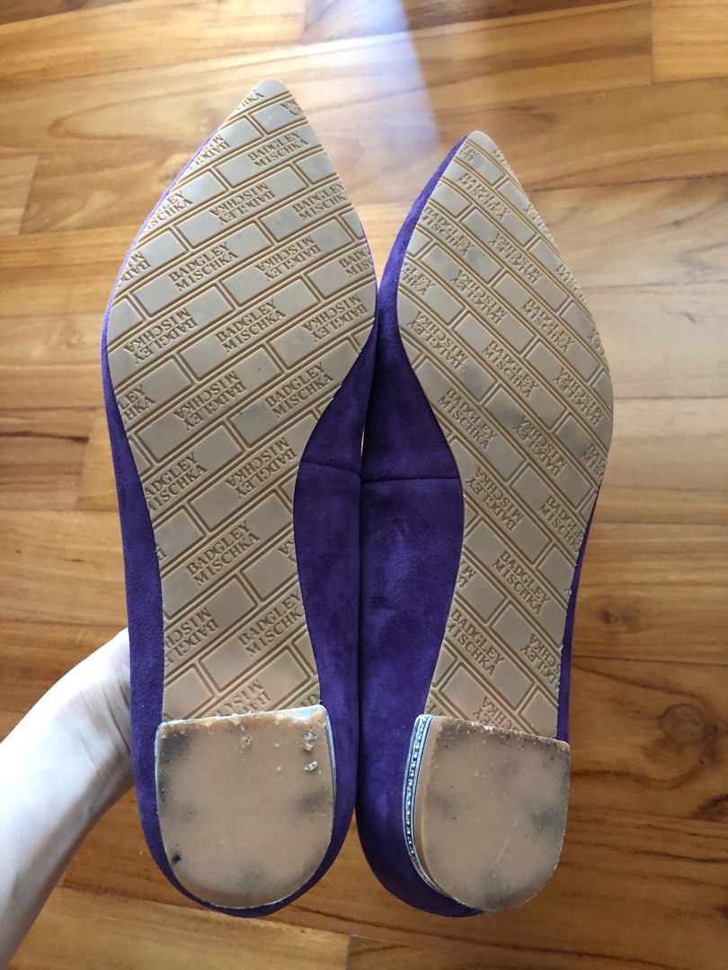 Badgley Mischka Purple Suede Flats Women s Fashion Footwear