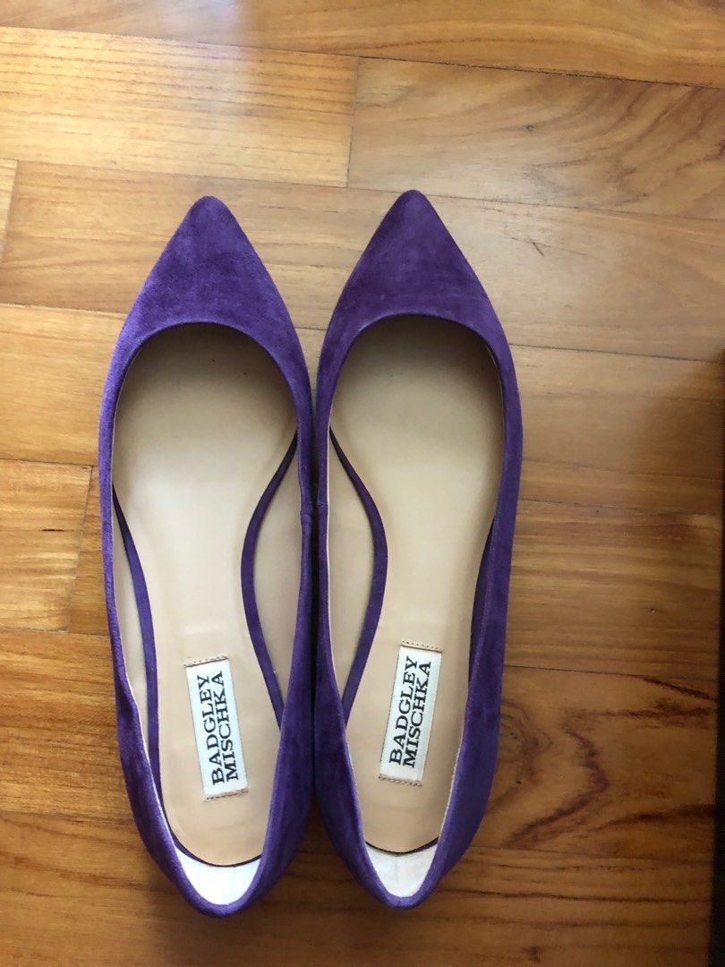 Badgley Mischka Purple Suede Flats Women s Fashion Footwear