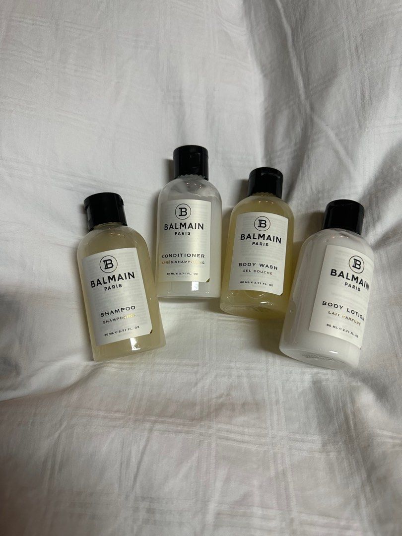 BALMAIN PARIS - Toiletry Set (TRAVELER SIZE) (Category: Bath) located in Cebu City. Submitted by frime (Listing ID 1229422712, Image 1). Description: Selling by Set (4 Bottles) Shampoo | Conditioner | Body Wash | Body Lotion Great for Travel.Bottle size 80ml. Great for Hand Carry Travelers Limited Sets Left RFS: Overstocked for Giveaways .
