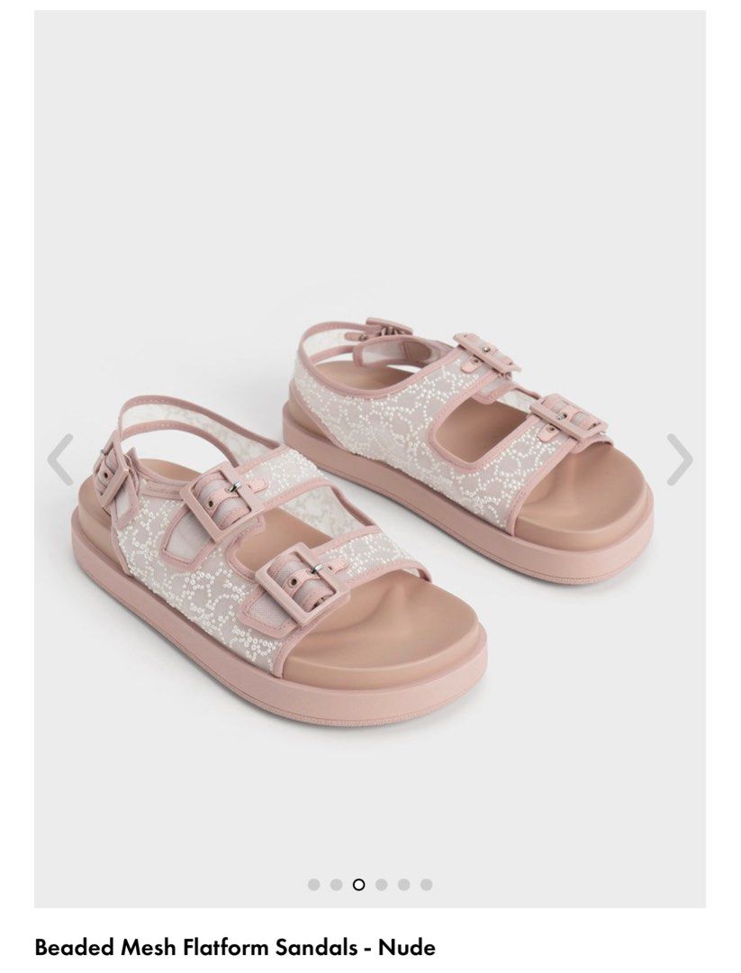 Beaded Mesh Flatform Sandal Women s Fashion Footwear Sandals on