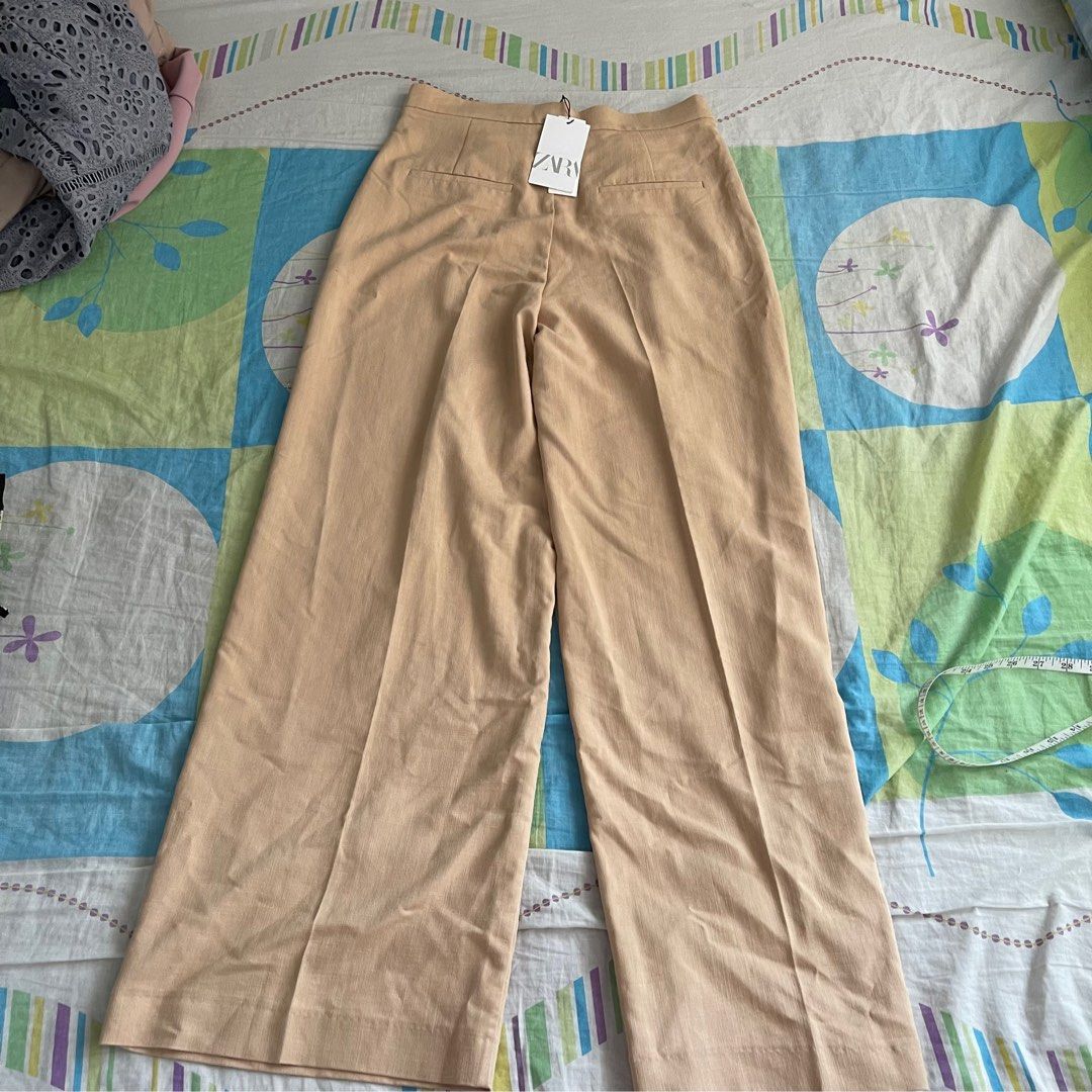 Zara Wide Leg Camel Trousers Pants Size S M Blogger's Favorite NWT