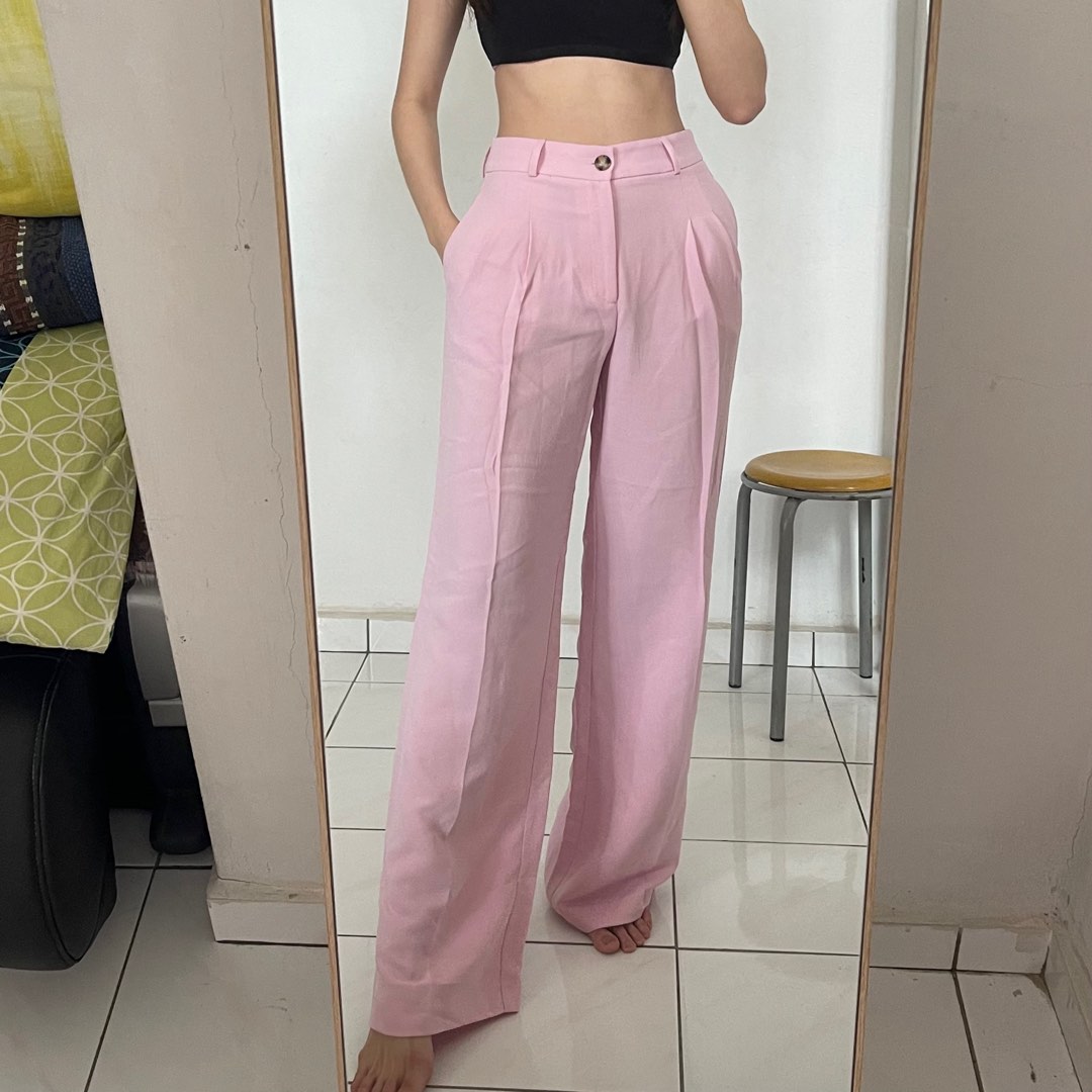 BNWT Zara Pink Pants, Women's Fashion, Bottoms, Other Bottoms on Carousell