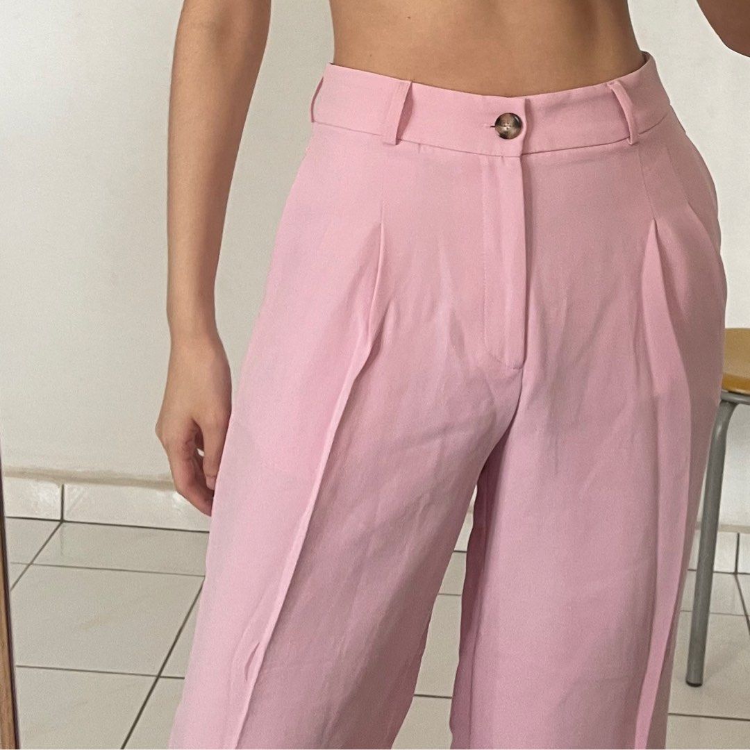 BNWT Zara Pink Pants, Women's Fashion, Bottoms, Other Bottoms on Carousell