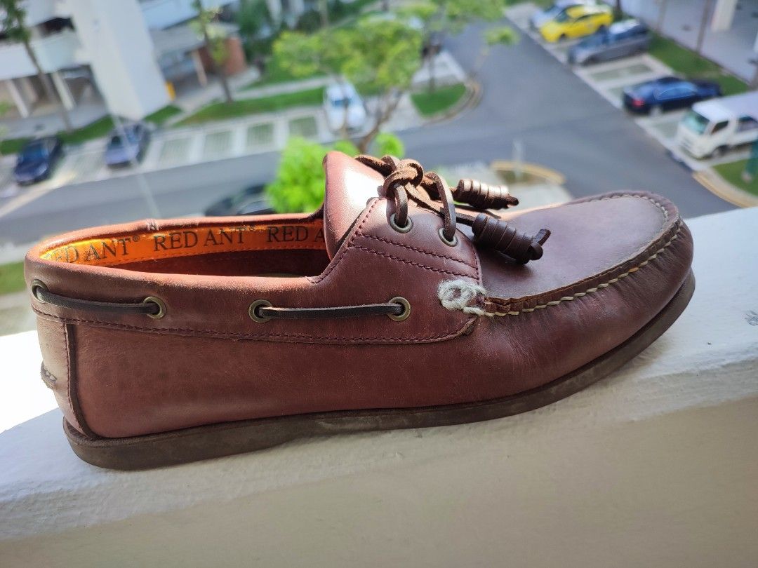 Mens leather hot sale boat shoes